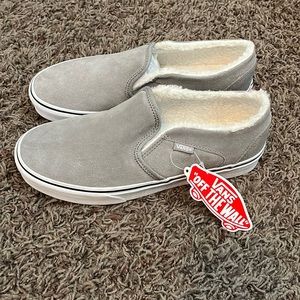 Gray Vans with Faux Sherpa
